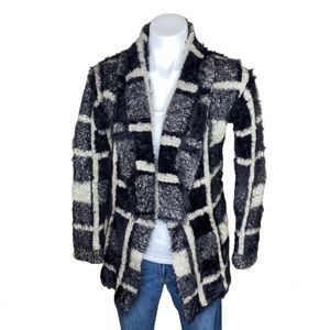 Mystree Black White Eyelash Cardigan